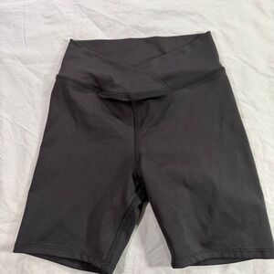 Tiger Friday Child XL Black Athletic Biker Shorts V Cross Waist Logo Dance Moto